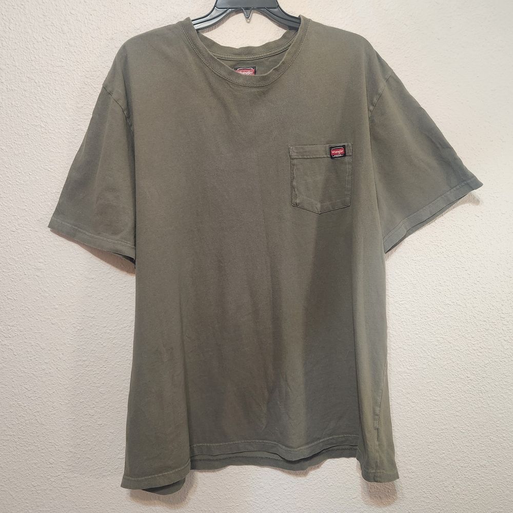 Wrangler Olive Green T-Shirt with Chest Pocket Men's Size 3XLT